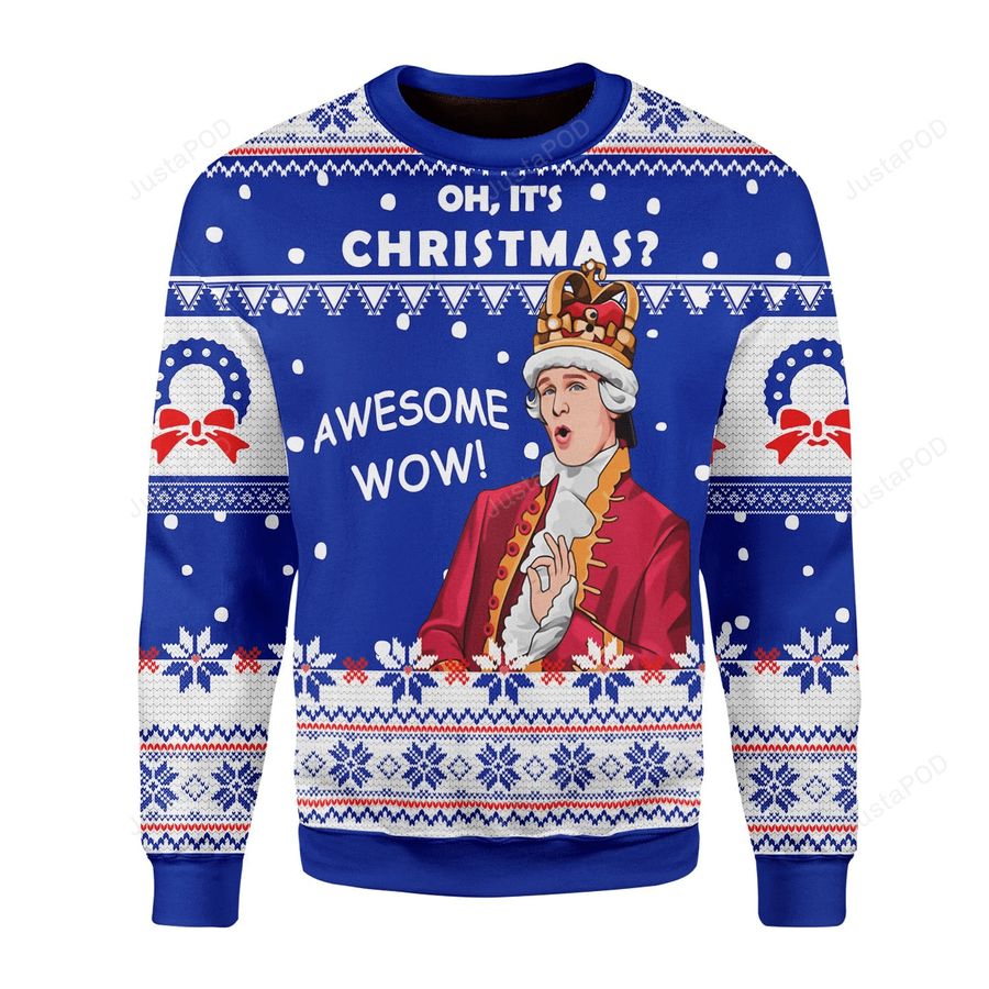Oh Its Christmas Awesome Wow Ugly Christmas Sweater All Over