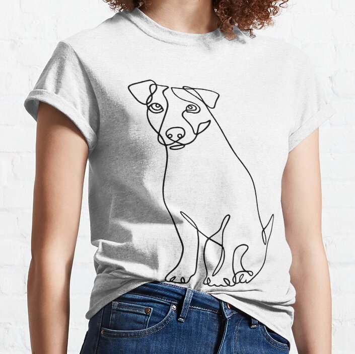 One line hand drawn dog. Dog lover gift Classic T-Shirt