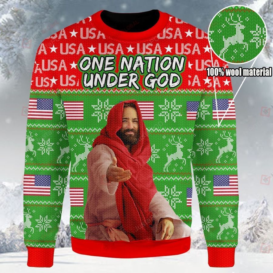 One Nation Under God Ugly Christmas Sweater, All Over Print Sweatshirt, Ugly Sweater, Christmas Sweaters, Hoodie, Sweater