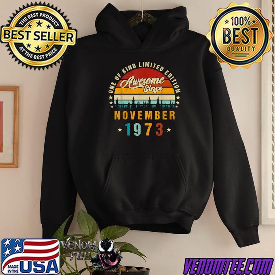 One Of Kind Limited Edition Awesome Since November 1973 49 Birthday Vintage Sunset T-Shirt