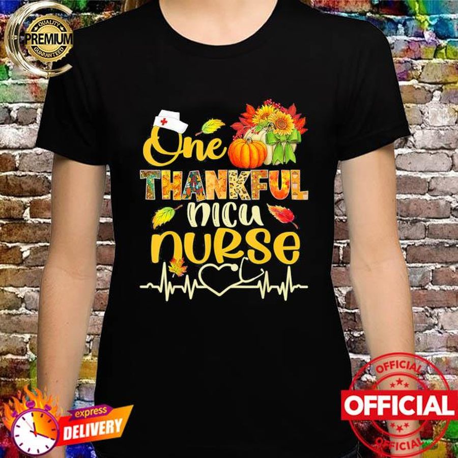 One thankful nicu nurse stethoscope pumpkin thanksgiving shirt