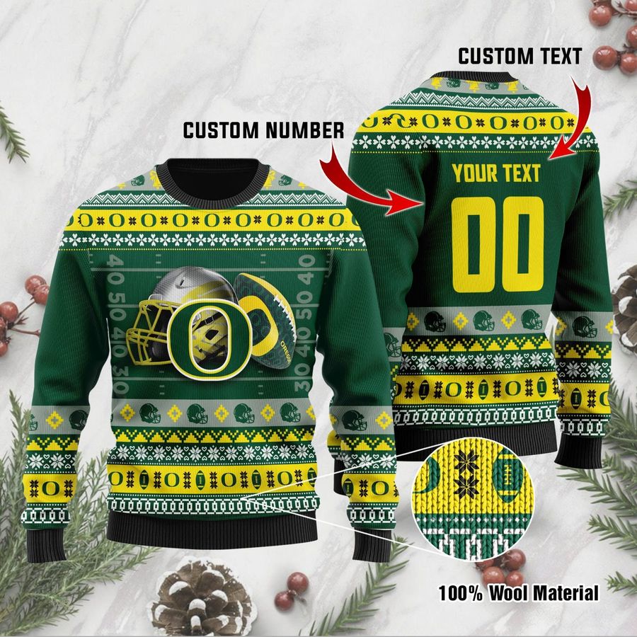 Oregon Ducks Custom Name & Number Personalized Ugly Christmas Sweater, Ugly Sweater, Christmas Sweaters, Hoodie, Sweatshirt, Sweater