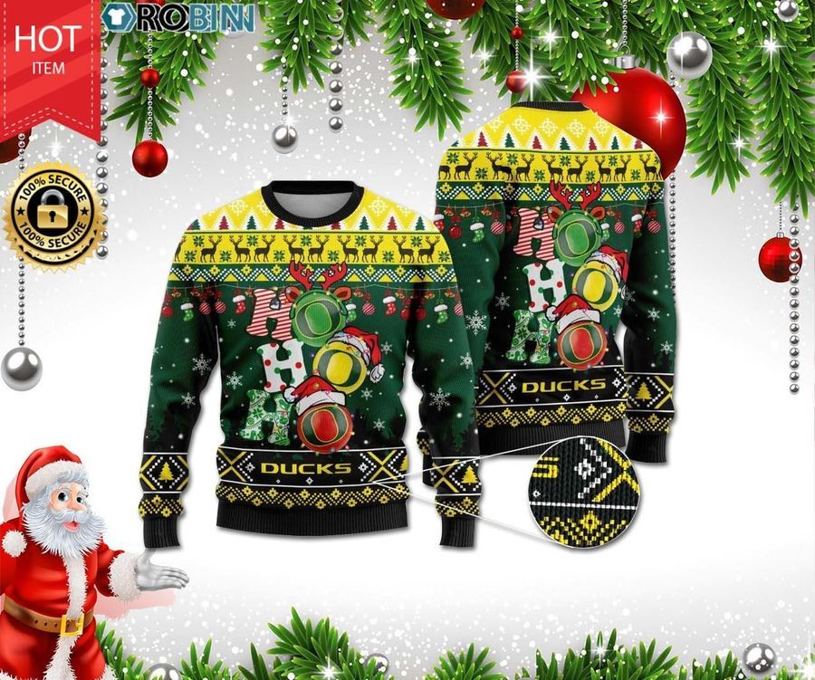 Oregon Ducks Ho Ho Ho Ugly Christmas Sweater All Over