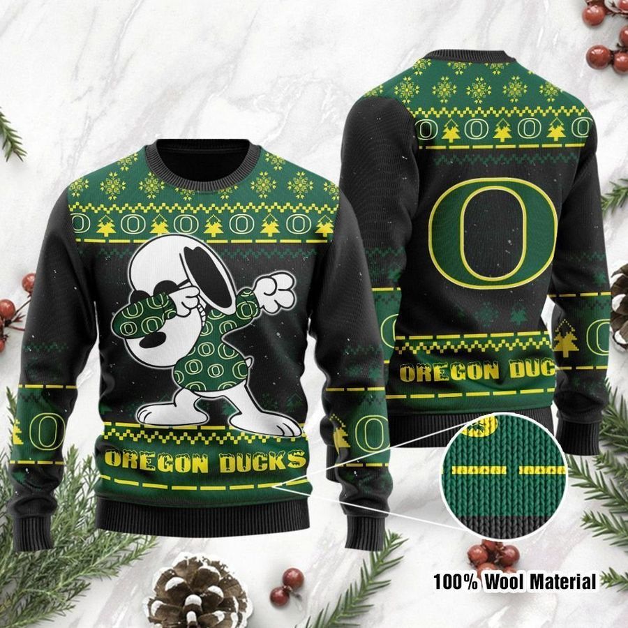 Oregon Ducks Snoopy Dabbing Ugly Christmas Sweater Ugly Sweater Christmas