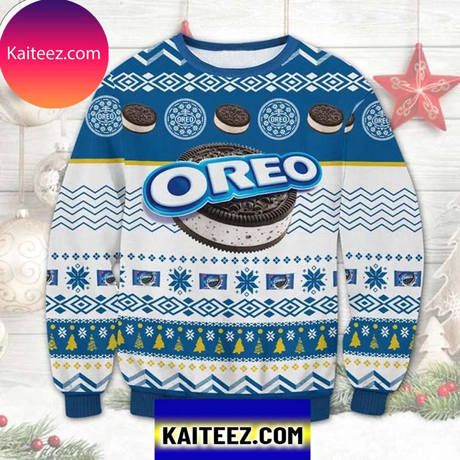 Oreo 3D Blue Christmas Ugly Sweater