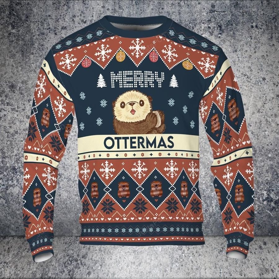Otter Merry Ottermas Ugly Christmas Sweater, All Over Print Sweatshirt, Ugly Sweater, Christmas Sweaters, Hoodie, Sweater