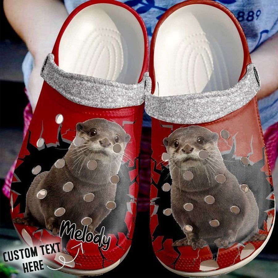 Otter Personalized Crack Wall Sku 1723 Crocs Clog Shoes
