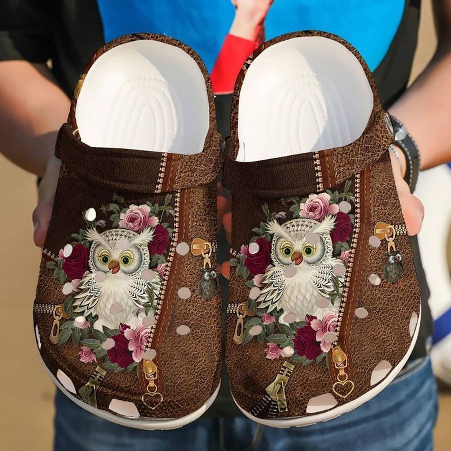 Owl And Flower Crocs Crocband Clog Comfortable For Mens Womens Classic Clog Water Shoes