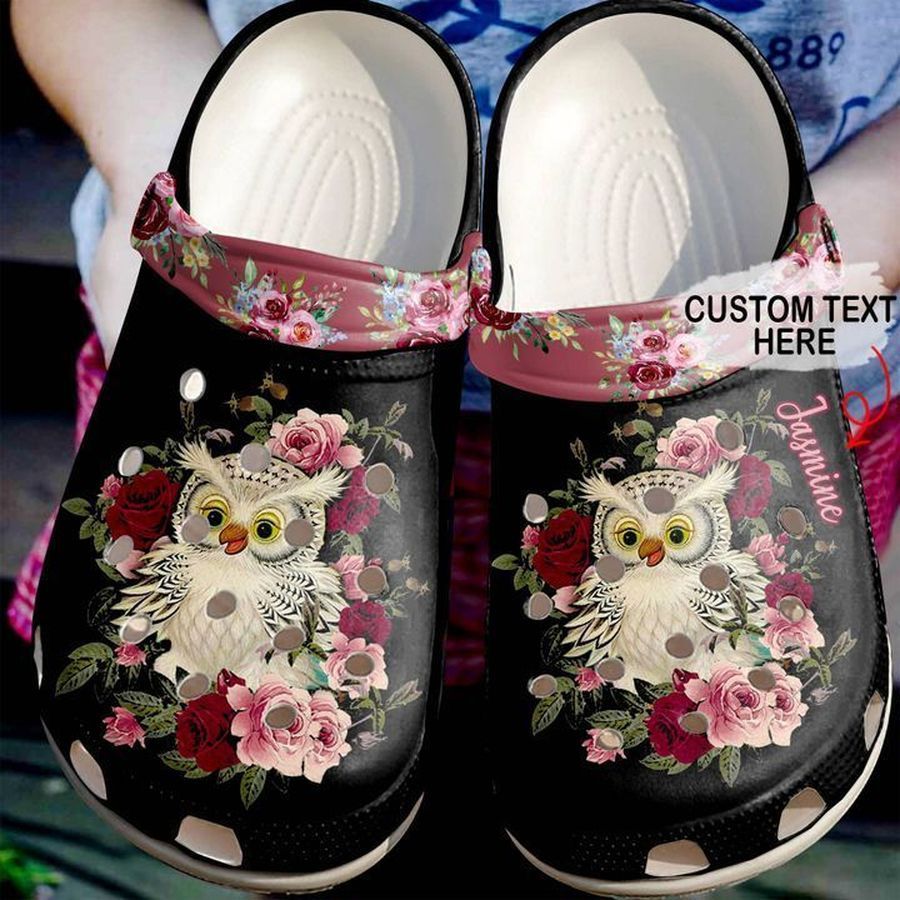 Owl Personalized Red Floral Sku 1752 Crocs Clog Shoes