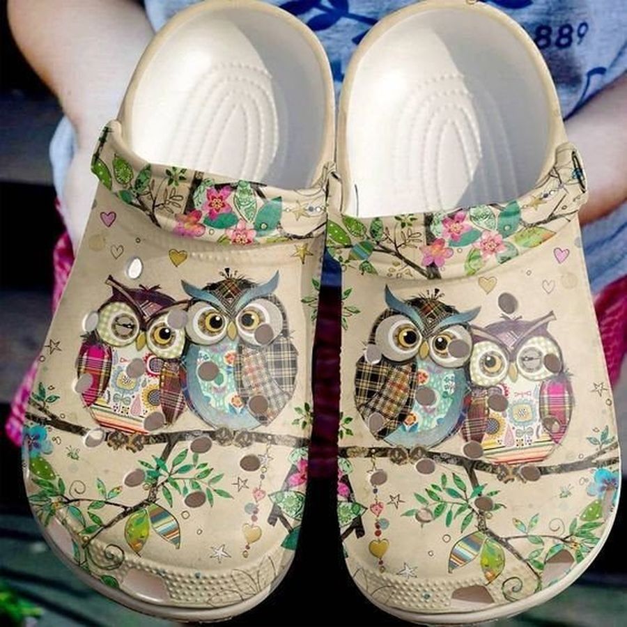 Owls Animal Rubber Crocs Crocband Clogs, Comfy Footwear