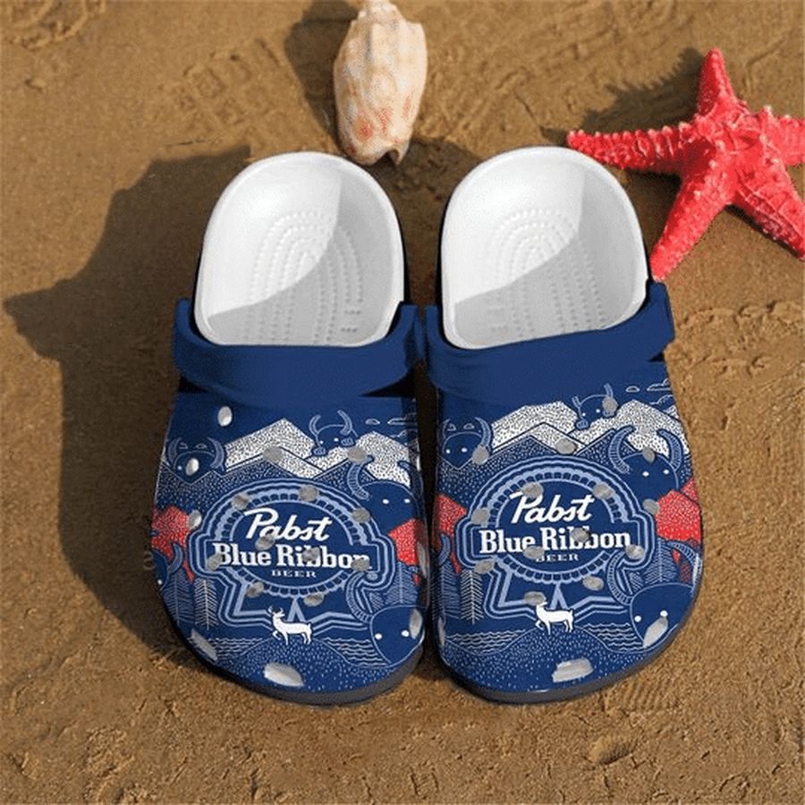 Pabst Blue Ribbon Beer Crocs Crocband Clog Comfortable Water Shoes In Navy