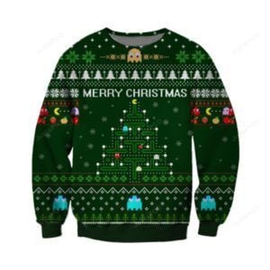 Pac-Man Merry Christmas Ugly Christmas Sweater, All Over Print Sweatshirt, Ugly Sweater, Christmas Sweaters, Hoodie, Sweater