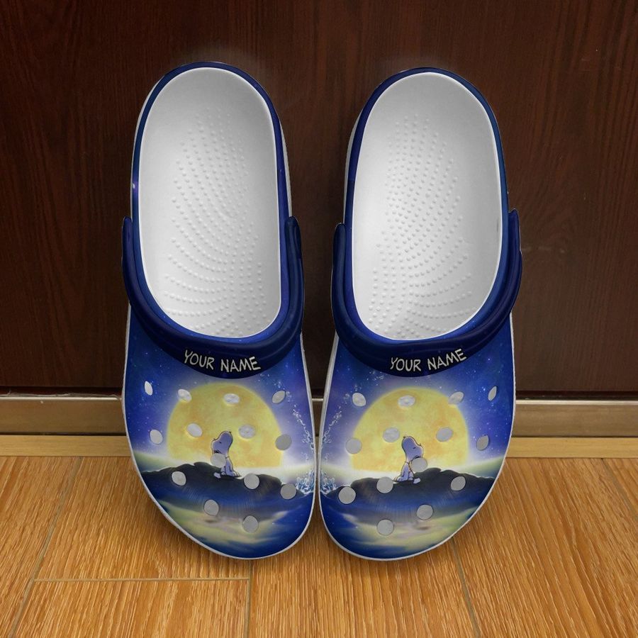 Peanuts Gift For Lover Rubber Crocs Crocband Clogs, Peanuts Snoopy Night Moon Comfy Footwear