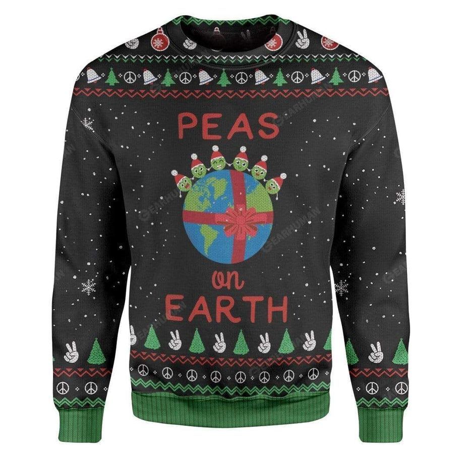 Peas On Earth Ugly Christmas Sweater All Over Print Sweatshirt