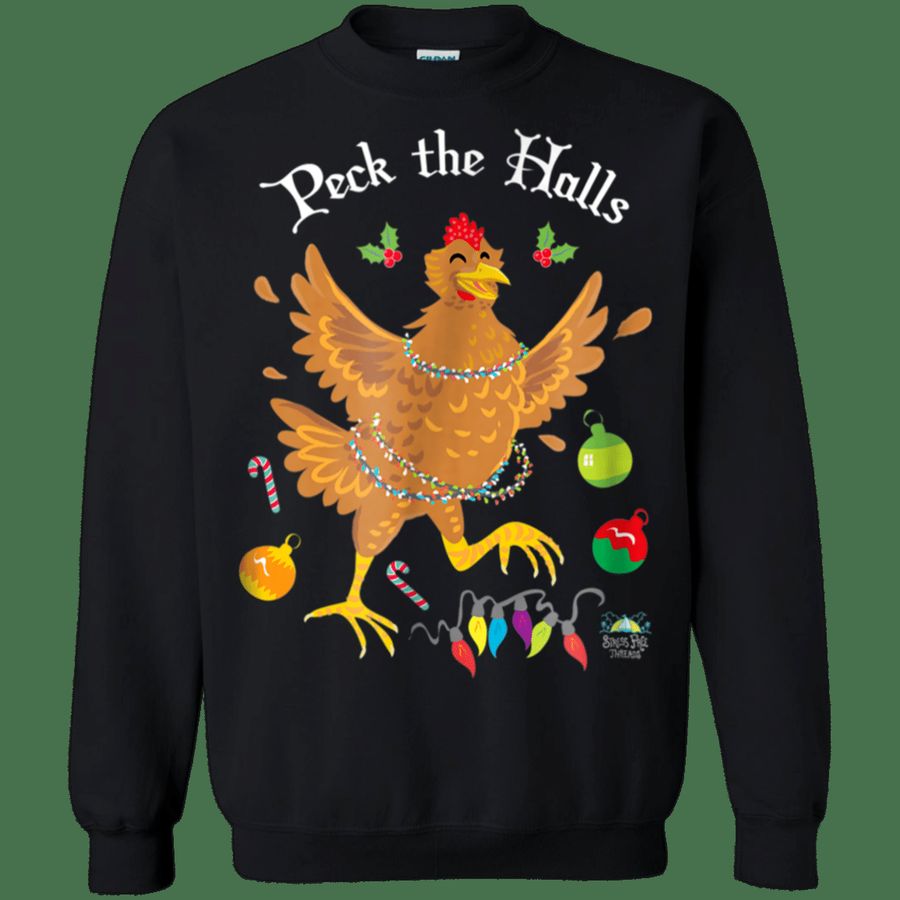 Peck the Halls Chicken Christmas Shirt Sweatshirt, Hoodie