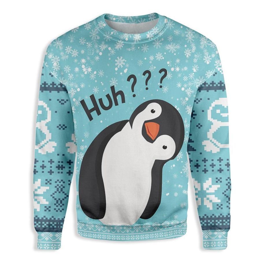 Penguin Huh Ugly Christmas Sweater All Over Print Sweatshirt Ugly