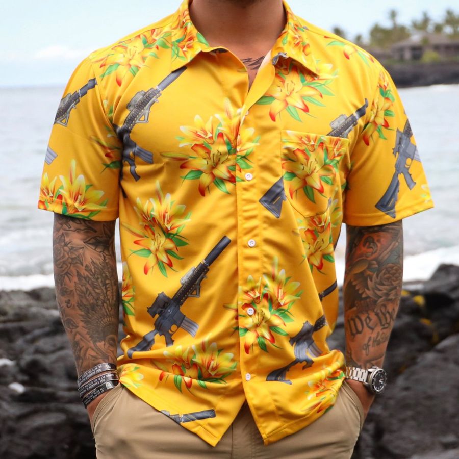 Person Nation Mens Aloha Mk18 Yellow Shirt