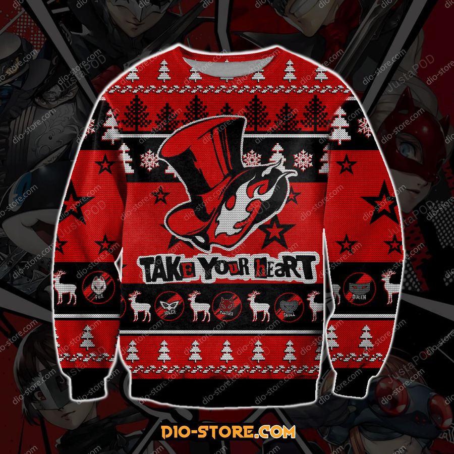 Persona 5 Ugly Christmas Sweater All Over Print Sweatshirt Ugly