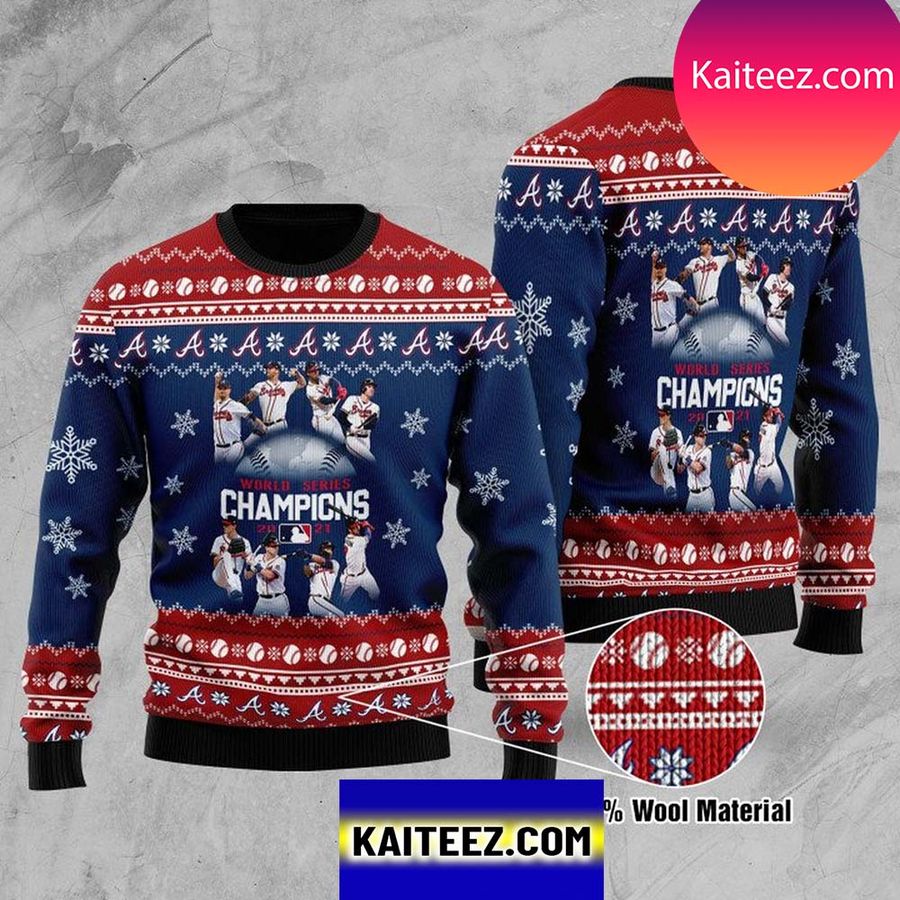 Personalized Atlanta Braves 2022 World Series Champion Christmas Ugly Sweater