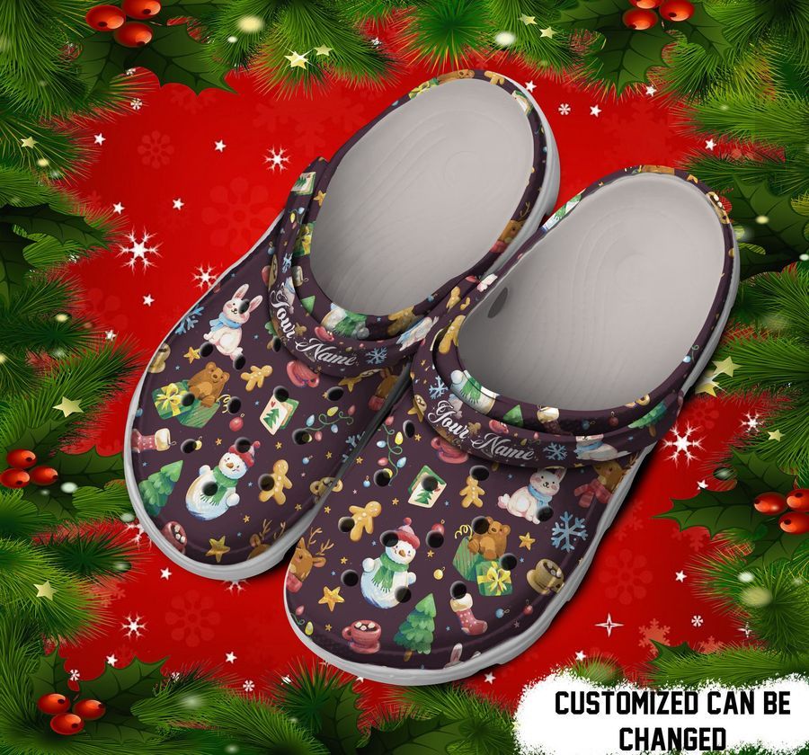Personalized Christmas Holiday Elements Pattern Crocs Clog Shoes