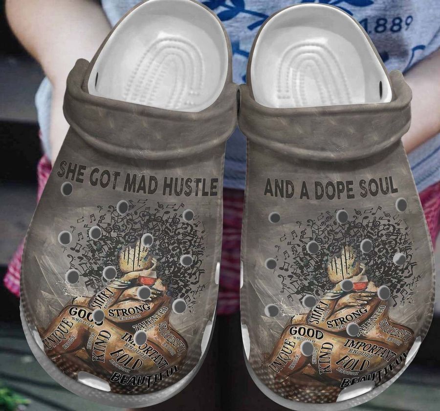 Personalized Crocs Black Women,  Fashion Style Print 3D Mad Hustle And Dope Soul For Women, Men, Kid
