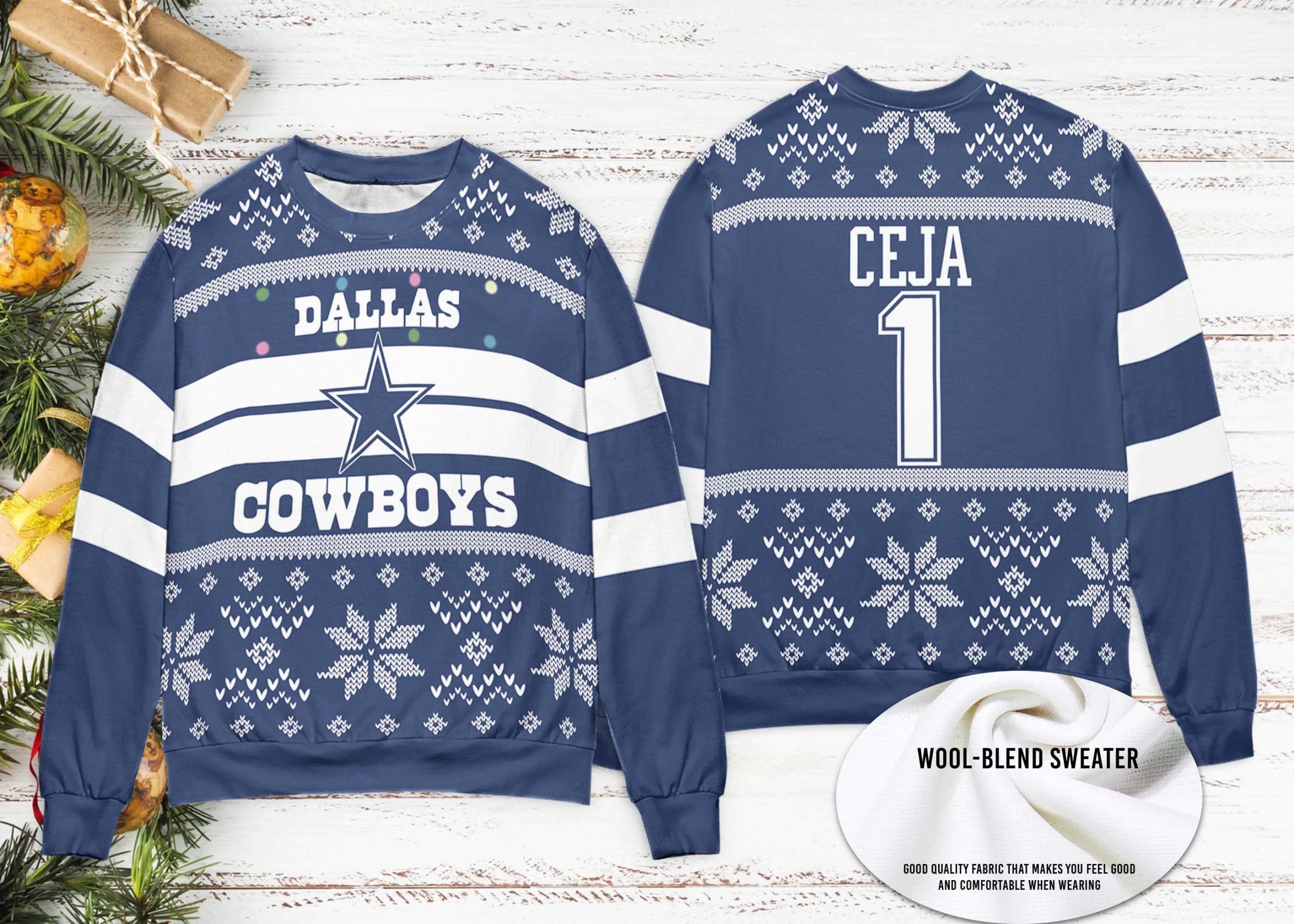 Personalized Custom Dallas Cowboys Dallas Cowboys 2022 Ugly Brink Christmas Happy Xmas Wool Knitted Sweater