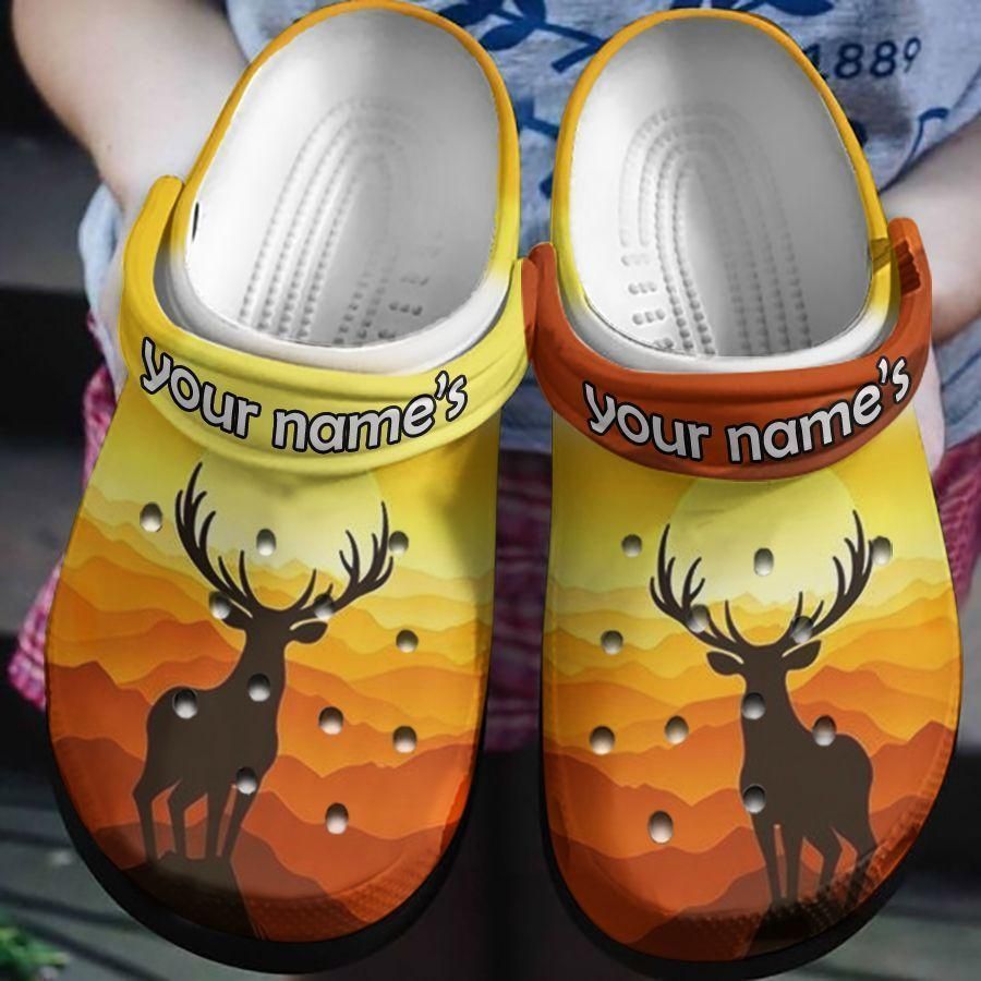 Personalized Deer Gift For Lover Rubber Crocs Crocband Clogs, Comfy Footwear Tl97
