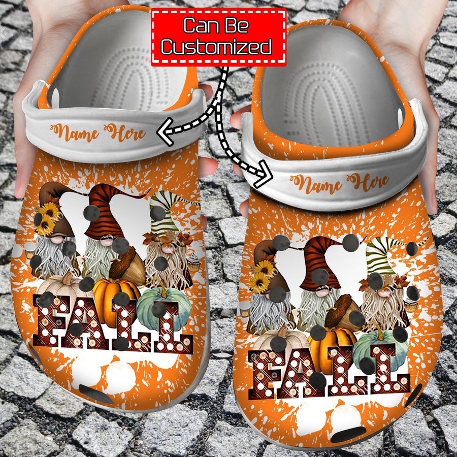 Personalized Fall Crocs - Fall Gnomes Pumpkin Clog Shoes