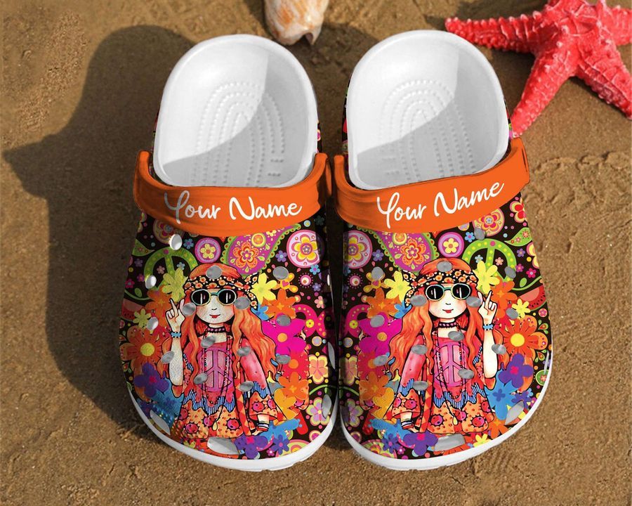 Personalized Hippie Girl Comfortable Women Classic Style Birthday Crocs Clog Shoes