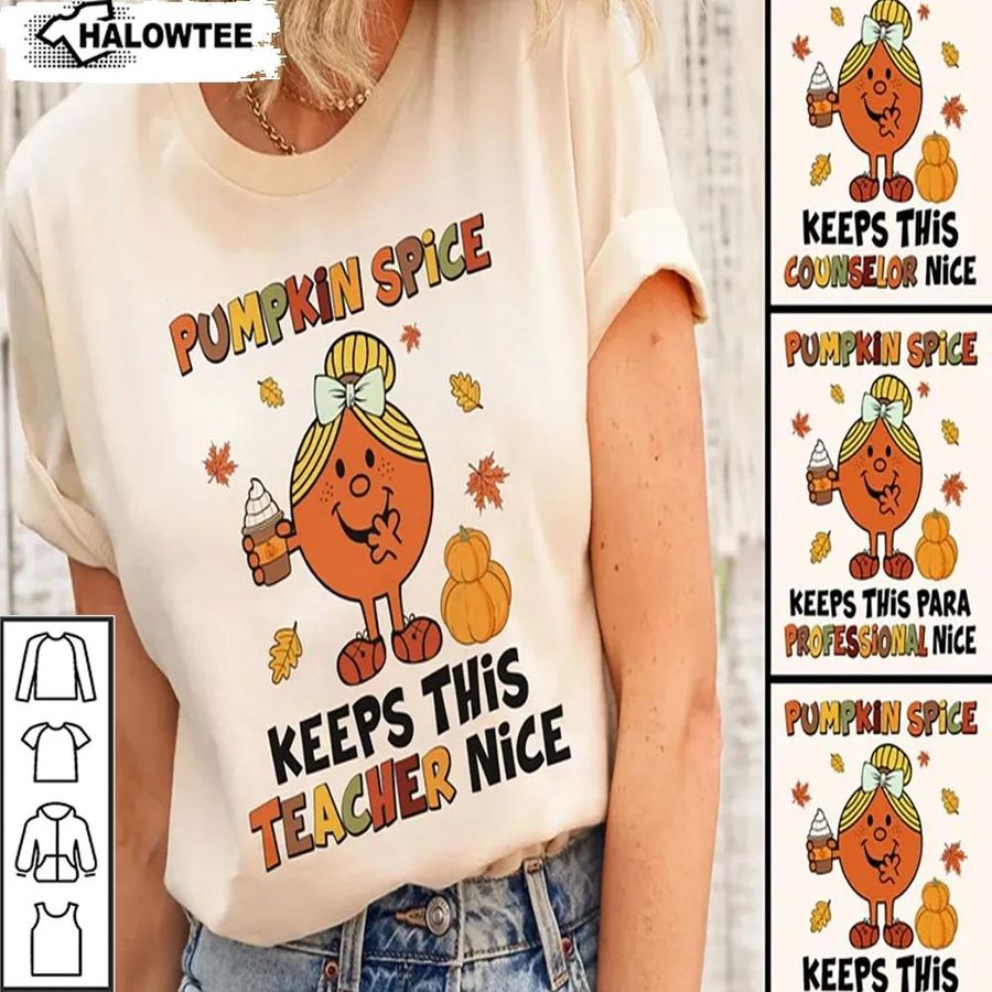 Personalized Little Miss School Pumpkin Spice Keep This Teacher Nice Shirt Counselor Educator