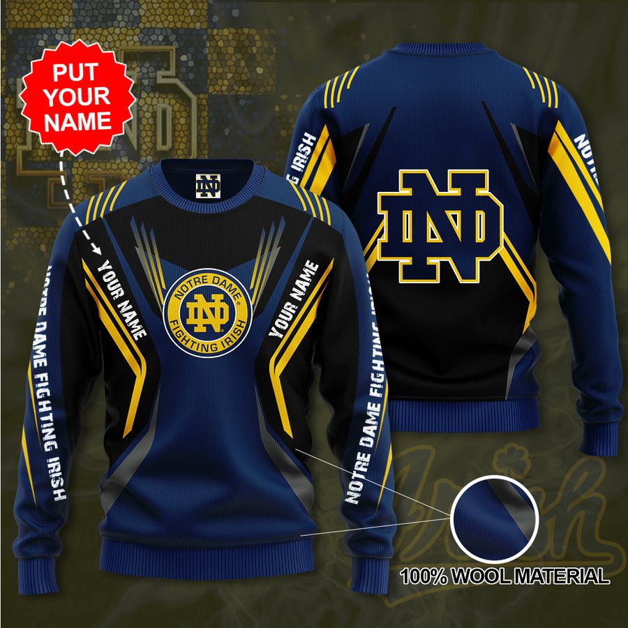 Personalized Name NOTRE DAME FIGHTING IRISH Sweater