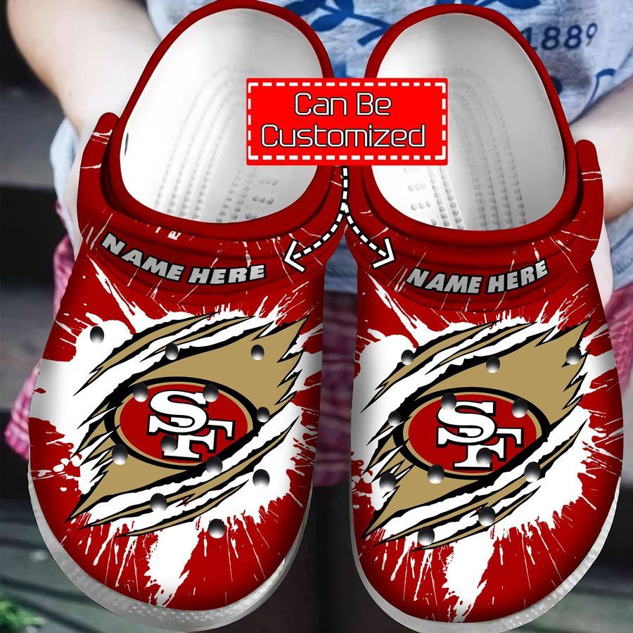 Personalized National Football Crocs - S.49Ers Football Ripped Through Crocband Clog