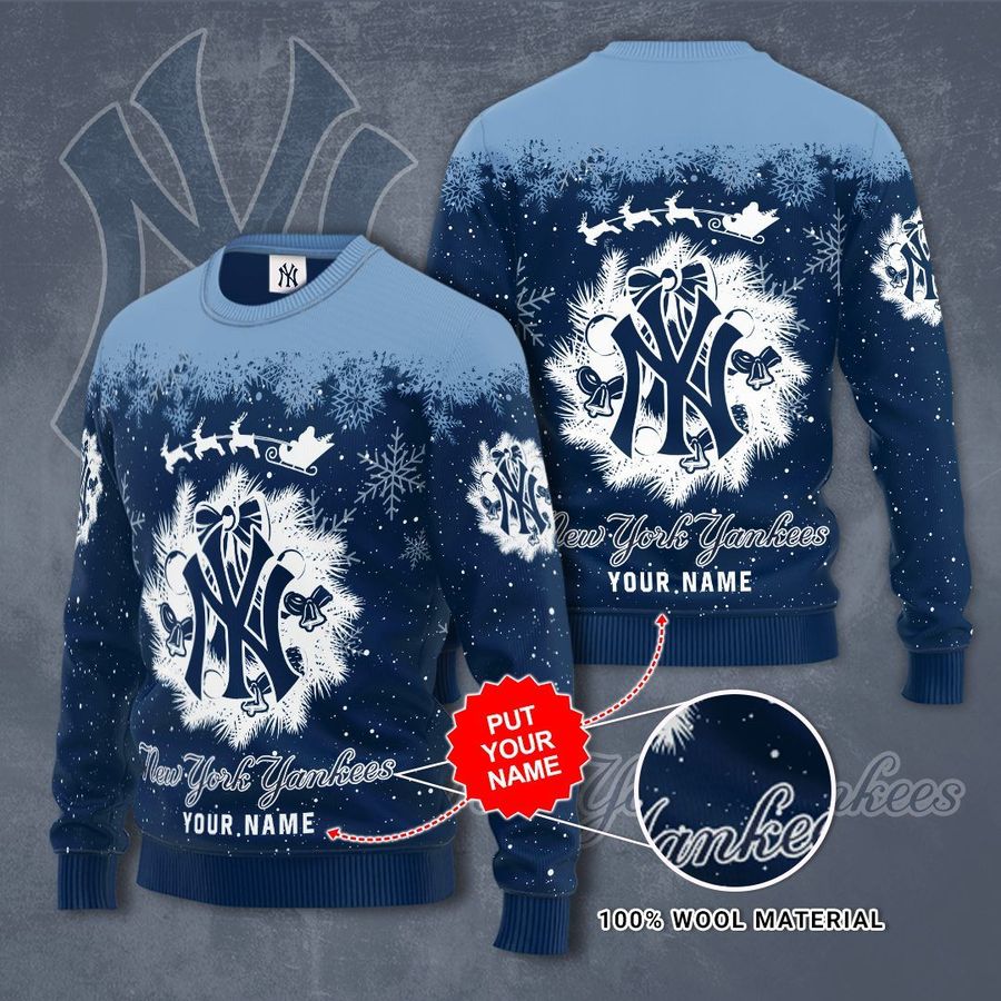 Personalized New York Yankees snow Christmas Sweater