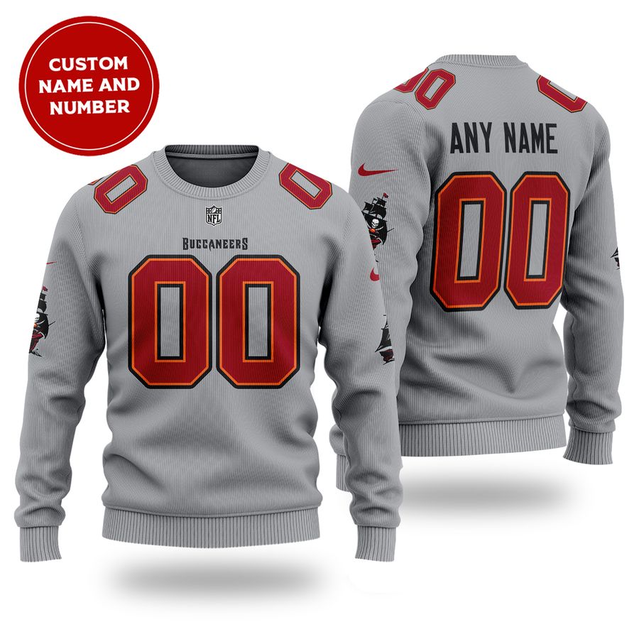 Personalized NFL TAMPA BAY BUCCANEERS grey Sweater