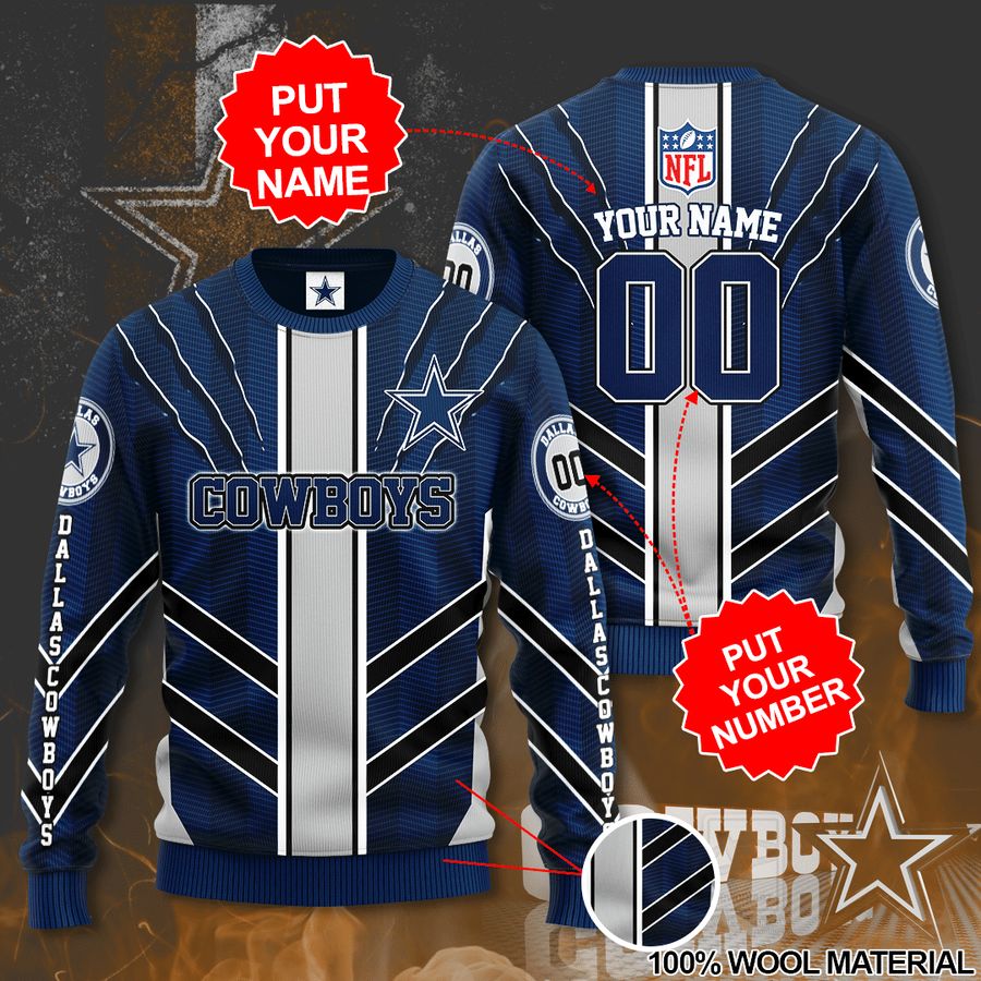 Personalized Number NFL Dallas Cowboys Sweater