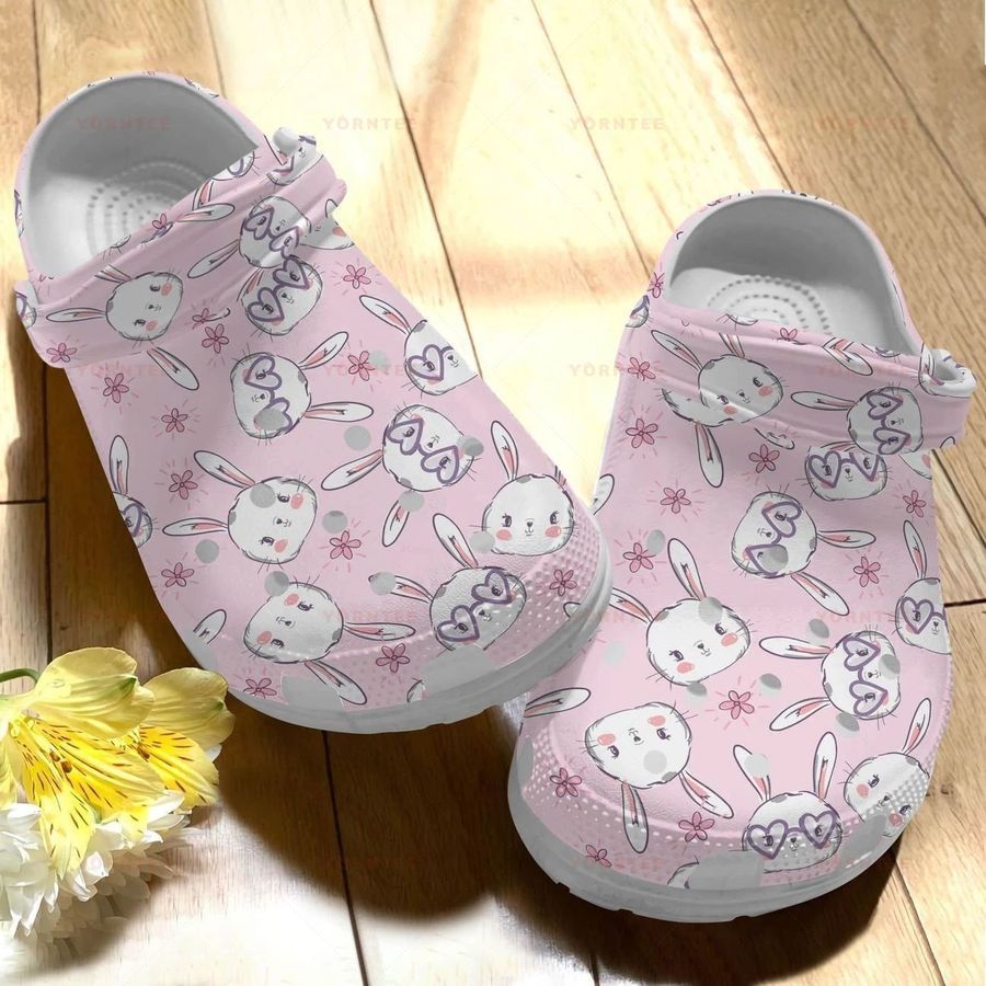 Personalized Rabbit Cute Bunnies And Hand Draw Gift For Lover Rubber Crocs Crocband Clogs, Comfy Footwear Men Women Size Us