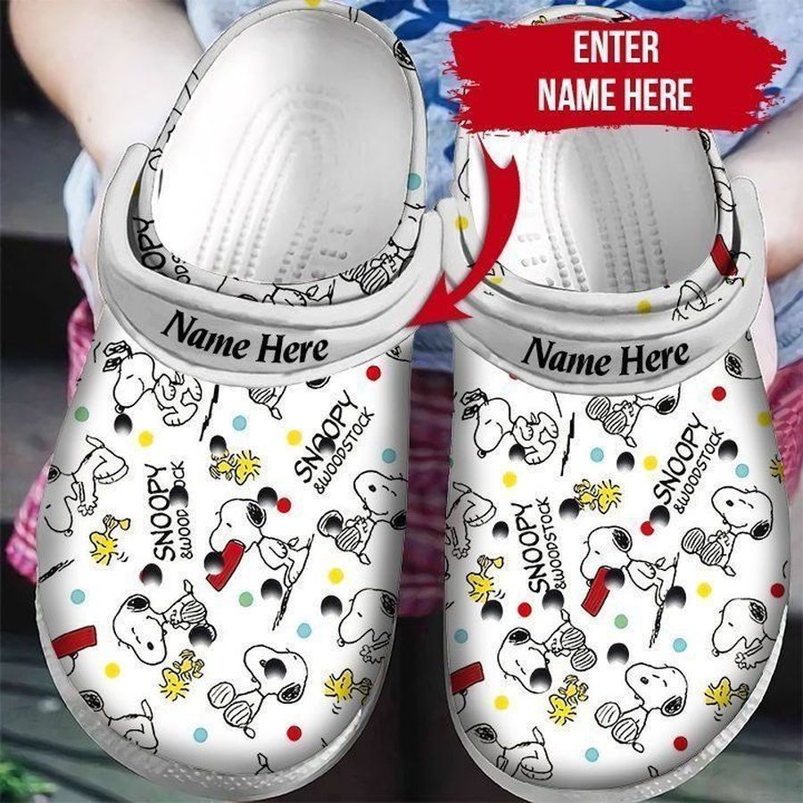 Personalized Snoopy Rubber Crocs Crocband Clogs, Comfy Footwear