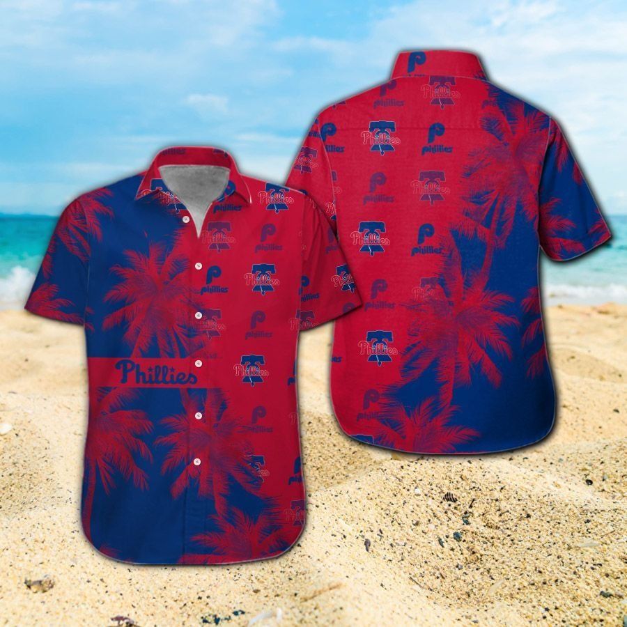 Philadelphia Phillies Short Sleeve Button Up Tropical Aloha Hawaiian Shirts For Men Women