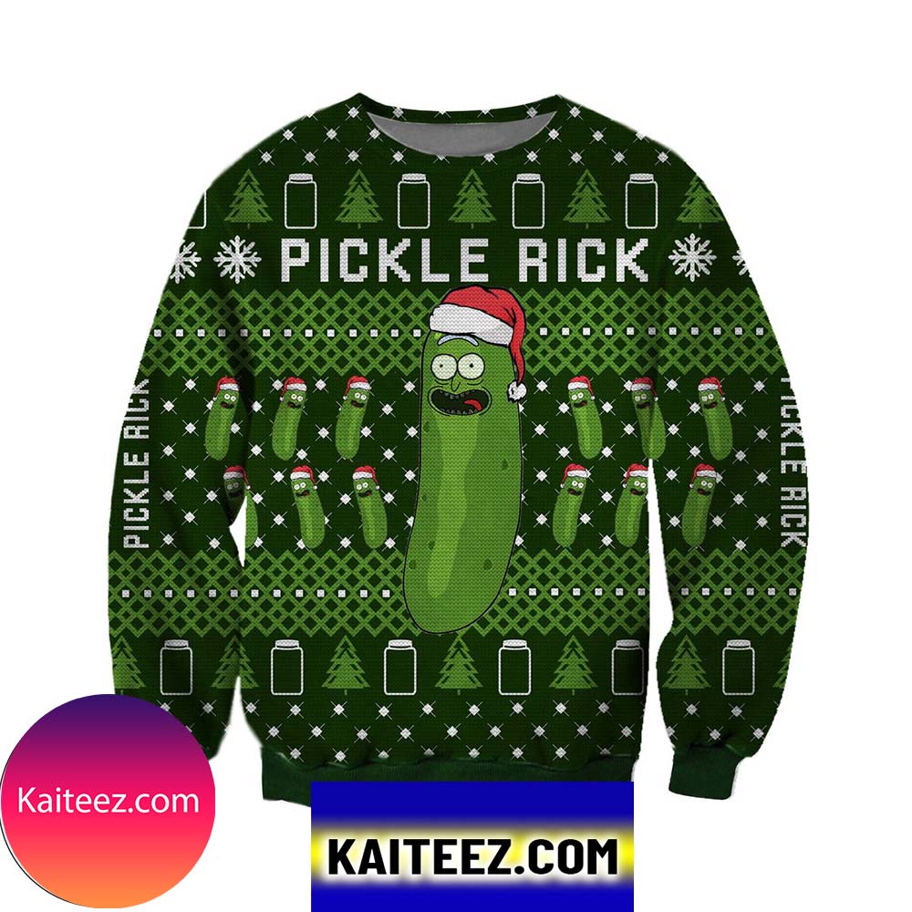 Pickle Rick Knitting Pattern 3d Print Christmas Ugly Sweater