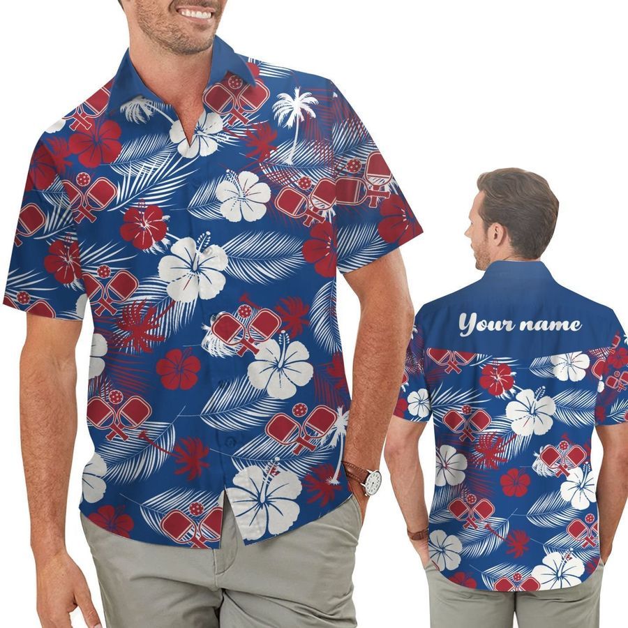 Pickleball Aloha Floral Tropical Pattern Custom Hawaiian Shirt