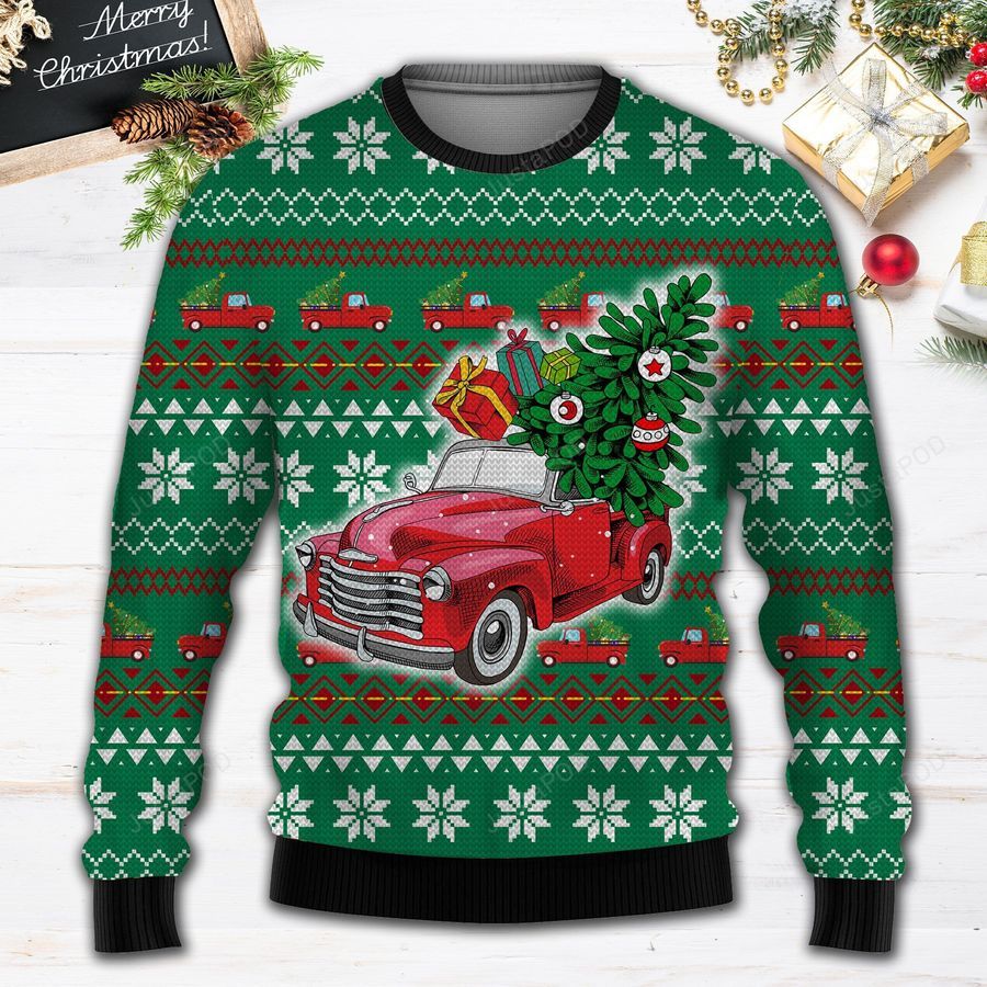Pickup Truck All Over Print Ugly Christmas Sweater Ugly Sweater
