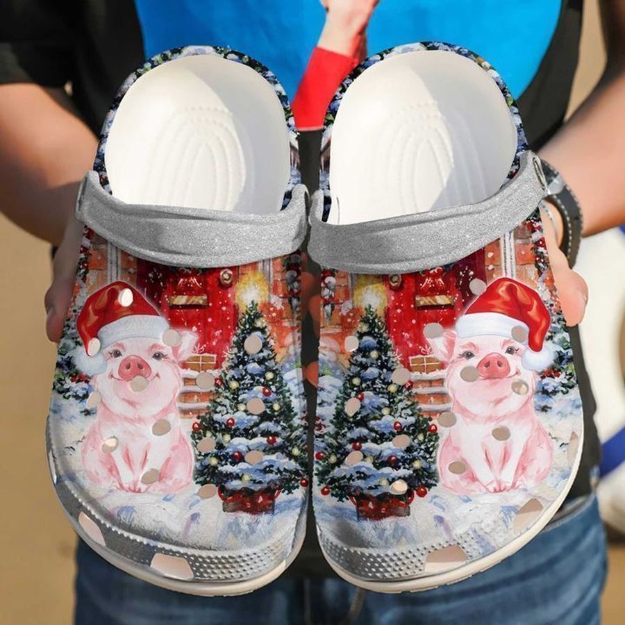 Pig Christmas Crocs Crocband Clogs, Comfy Footwear