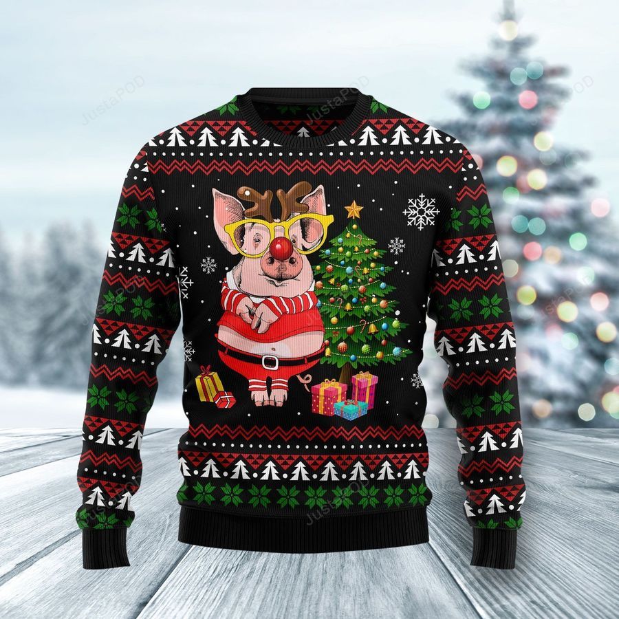 Pig Gorgeous Reindeer Ugly Christmas Sweater Ugly Sweater Christmas Sweaters