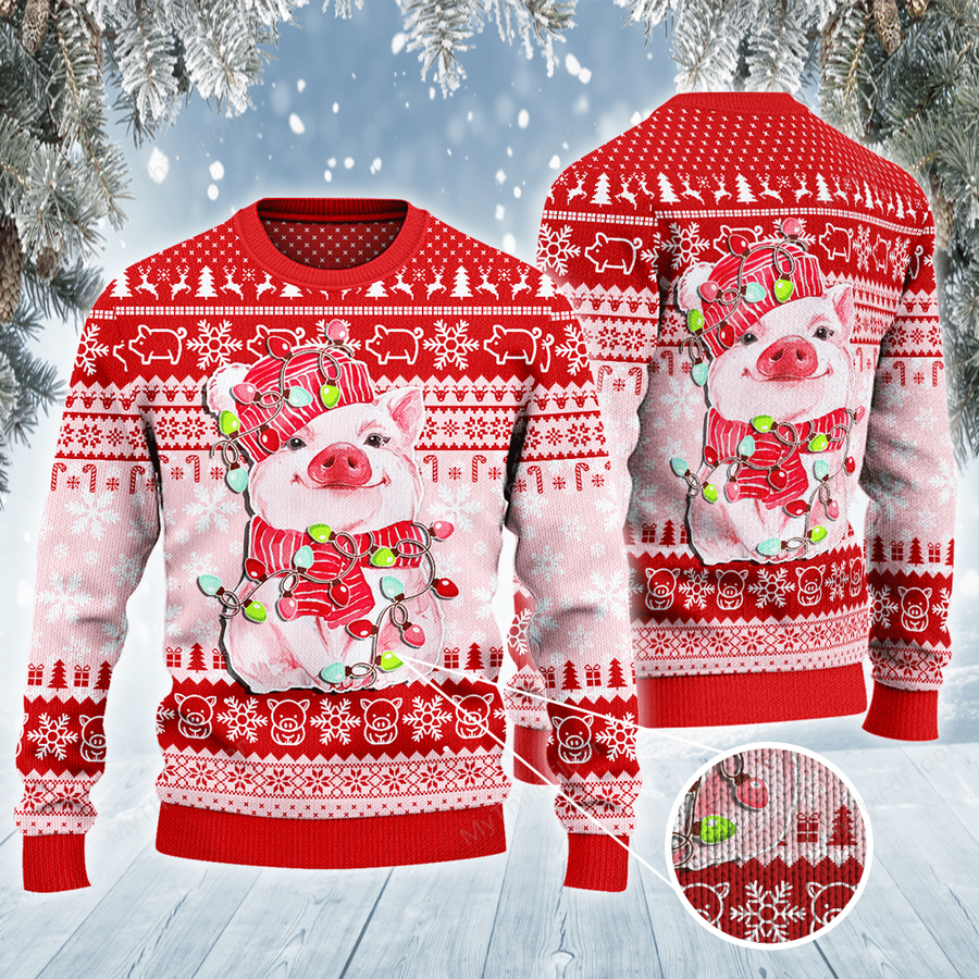 Pig Lovers Christmas Gift All Over Print 3D Ugly Sweater.png