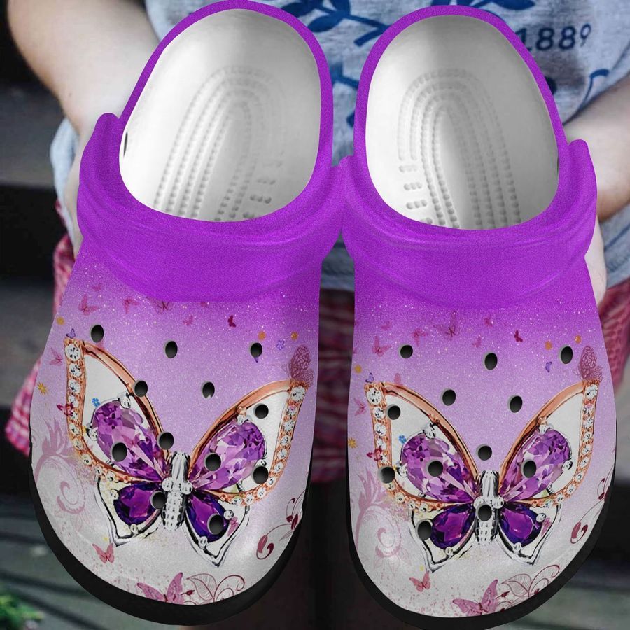 Pink Butterfly Personalized Clog Custom Crocs Comfortablefashion Style Comfortable For Women Men Kid Print 3D