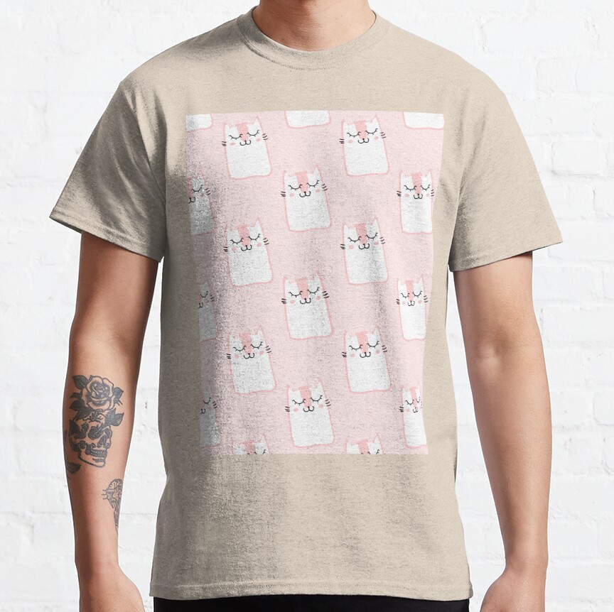 Pink cat aesthetic pattern Classic T-Shirt