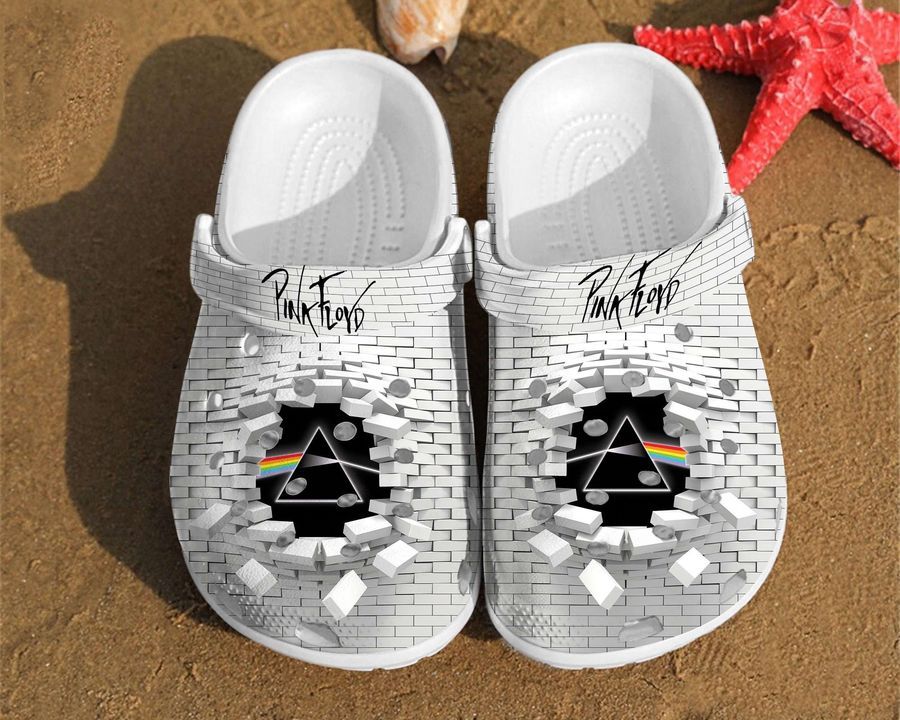Pink Floyd Galaxy Dark Side Of The Moon Prism Rainbow Rubber Crocs Crocband Clogs, Comfy Footwear
