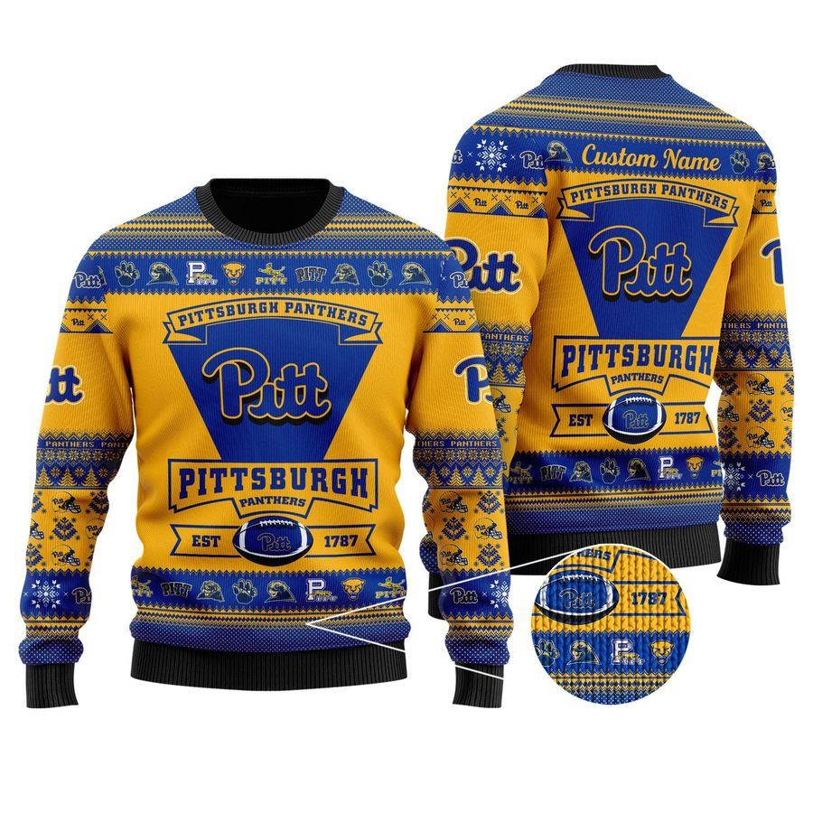 Pittsburgh Panthers Football Team Logo Personalized Ugly Christmas Sweater Ugly