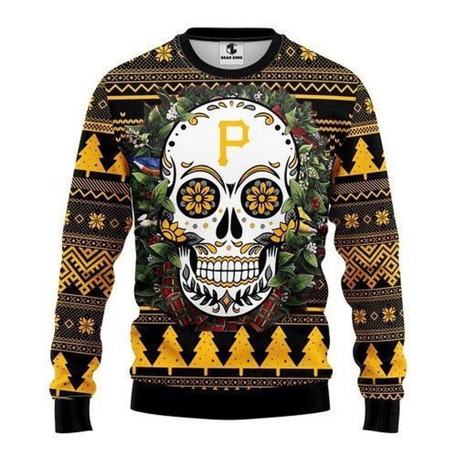 Pittsburgh Pirates Skull Flower Ugly Christmas Sweater All Over Print