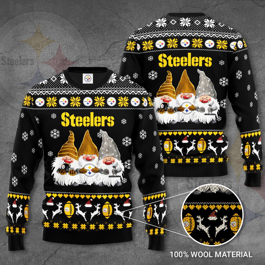 Pittsburgh Steelers Gnome de Noel Christmas Ugly Sweater.png